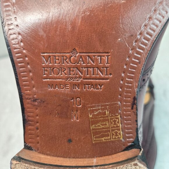 Wingtip Oxford Dress Shoes Mens Sz 10 Red Leather Preppy Lace Up Brogue Loafers - Picture 9 of 12